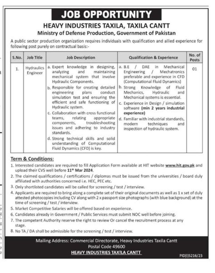 HMC Taxila Jobs 2024: Gateway To Engineering Excellence