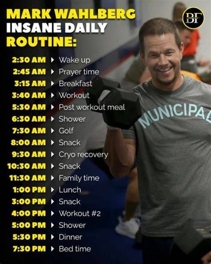 Mark Wahlberg's routine isn't as extreme as it used to be now he sleeps in until 3:30 a.m. |