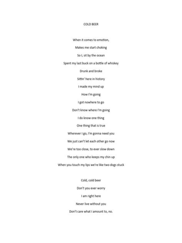 Sitting right here drinking this cold beer lyrics