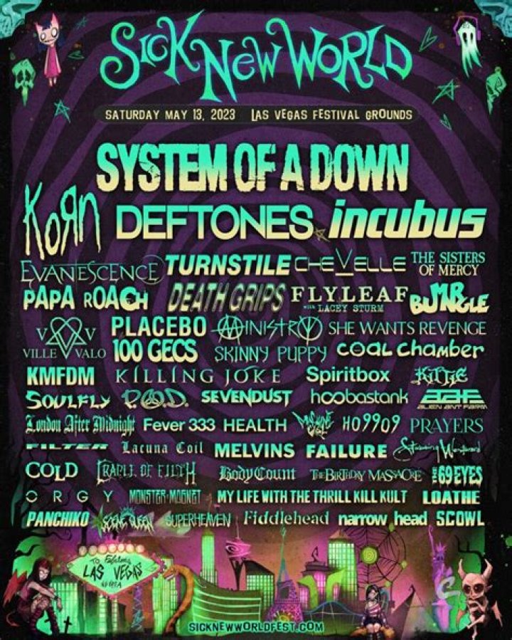 System Of A Down, Korn, Deftones, And Incubus To Christen Inaugural Sick New World Festival